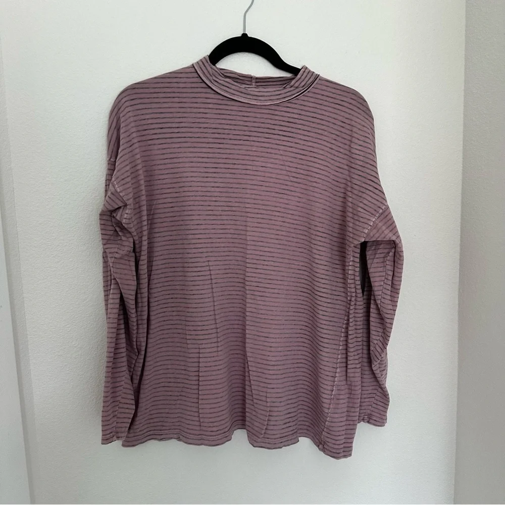 Free People Be Free Striped Long Sleeve Shirt Size XS Purple Women’s 100% Cotton